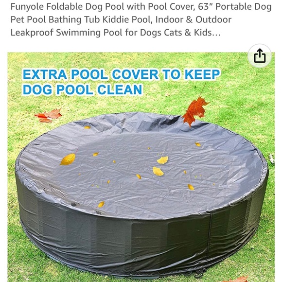 Foldable Dog Pool with Pool Cover, 63” Portable Dog Pet Pool Bathing Tub - Picture 4 of 4